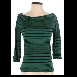 Femme by Tresics Green and Navy Striped Shirt